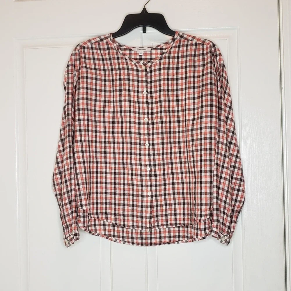 Madewell Meadow Shirt in Check, orange and brown, small - Picture 2 of 8